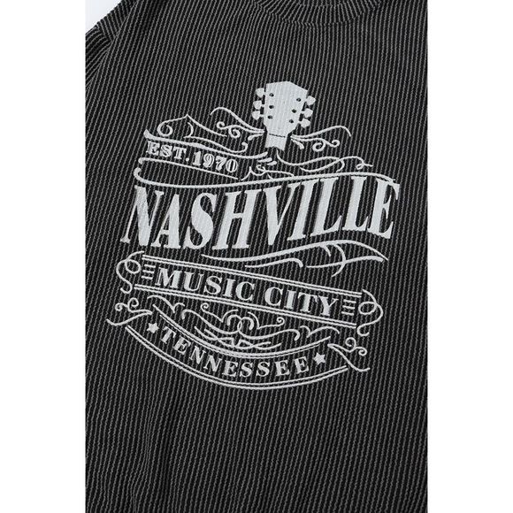 Azura Exchange  Black NASHVILLE MUSIC CITY Corded Graphic Sweatshirt - Picture 11 of 13